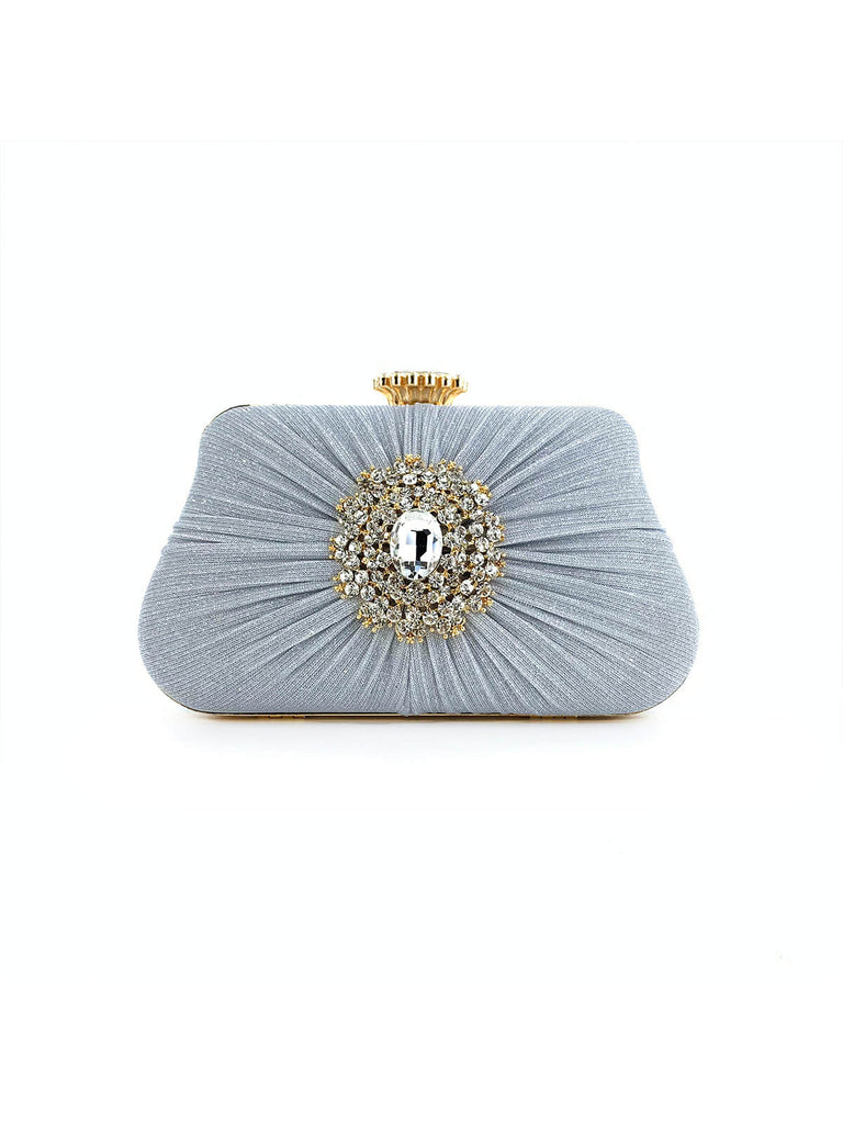 Vintage Pleated Crafted Rhinestone Bag