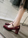 Round Toe Patent Leather Mid-Heeled Shoes