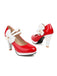 Mary Jane Color Block Side Bow High Heel Shoes