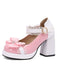 Mary Jane Color Block Chunky Heel Shoes