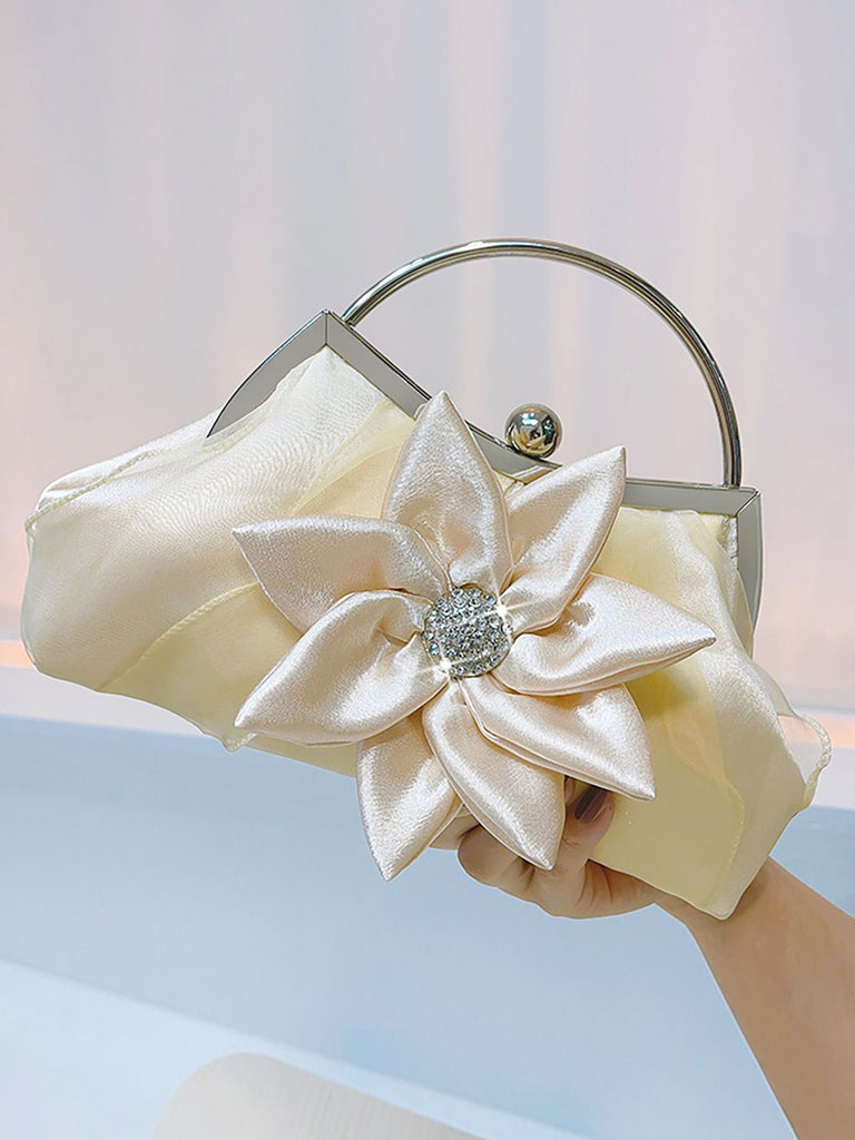 Vintage Rhinestones & 3D Flower Tote Bag