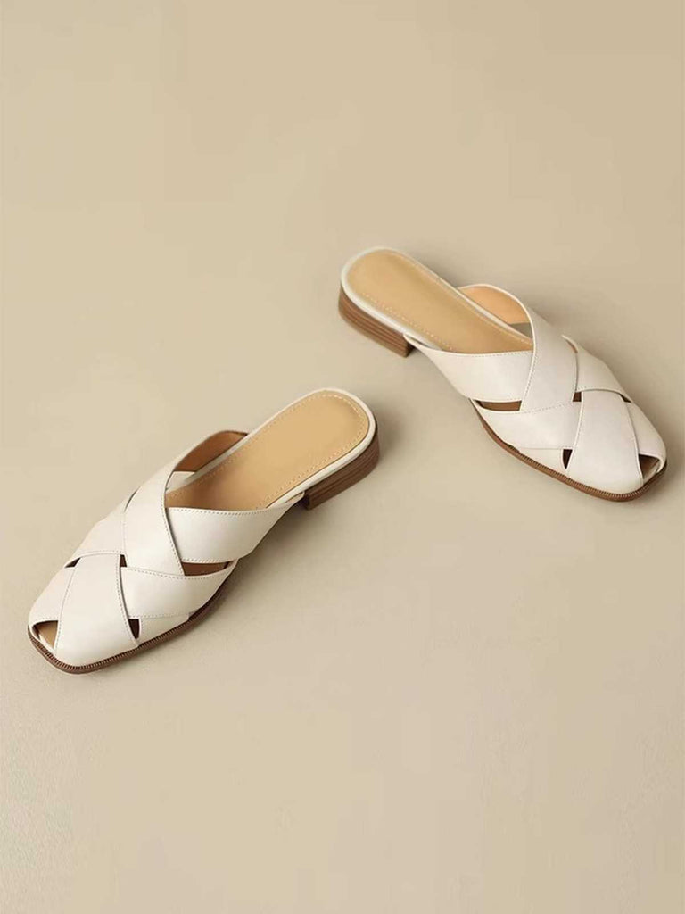 Retro PU Leather Woven Sandals