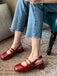 Mary Jane Double-strap Slingbacks Chunky Heels