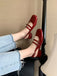 Mary Jane Double-strap Slingbacks Chunky Heels
