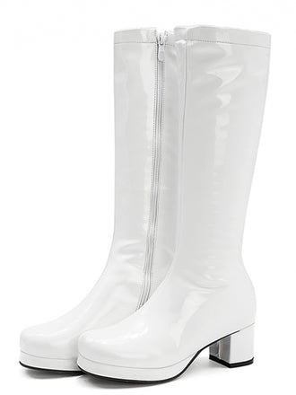 Retro Shiny Patent Leather Thigh-High Boots