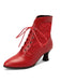 Lace Pointed Leather Heel Vintage Boots