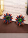 Vintage Alloy Green Jewelry Flower Earrings