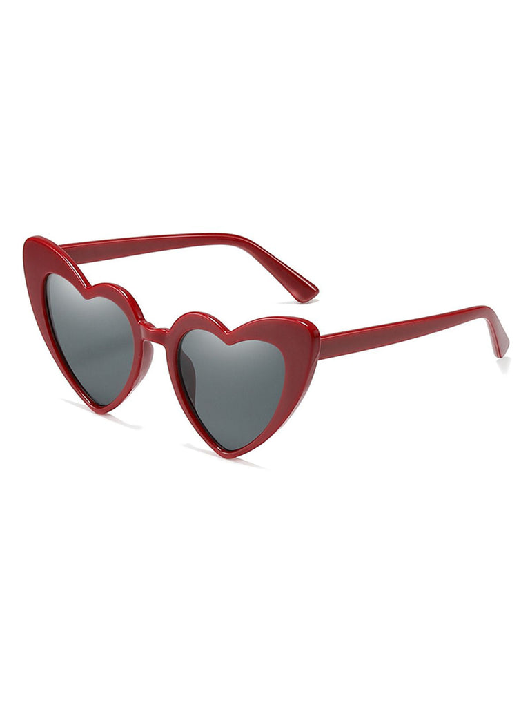 Vintage Alloy Temple Heart Frame Sunglasses