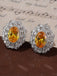 Yellow Topaz Diamond Stud Earrings