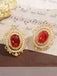 Ruby And Pearl Alloy Vintage Earrings