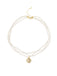 Vintage Pearl Copper Coin Double Circle Necklace