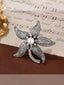 Vintage Silver Rehinestone Pearl Floral Brooch