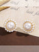 White Flower Shape Pearl Earrings