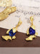 Retro Fish Inlaidn Gold Earrings