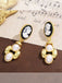 Retro Portrait Print Pearl Dangle earring