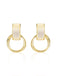Vintage Alloy Ring Agate Stud Earrings