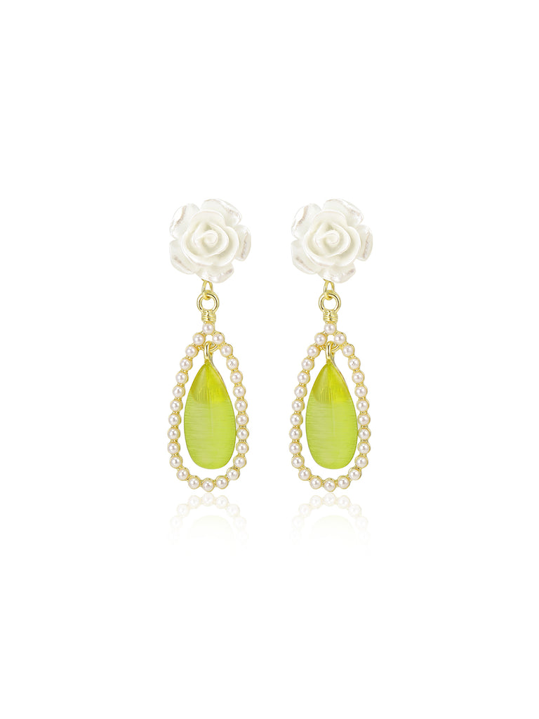 Pearl Camellia Dangle Earrings