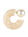 Beige Vintage Half Round Stud Earrings