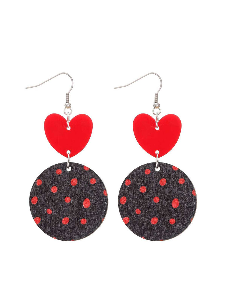 Heart Polka Dot Dangle Earrings