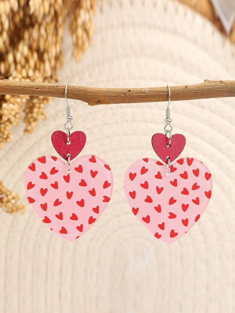 Vintage Pink & Red Sweetheart Shape Earrings