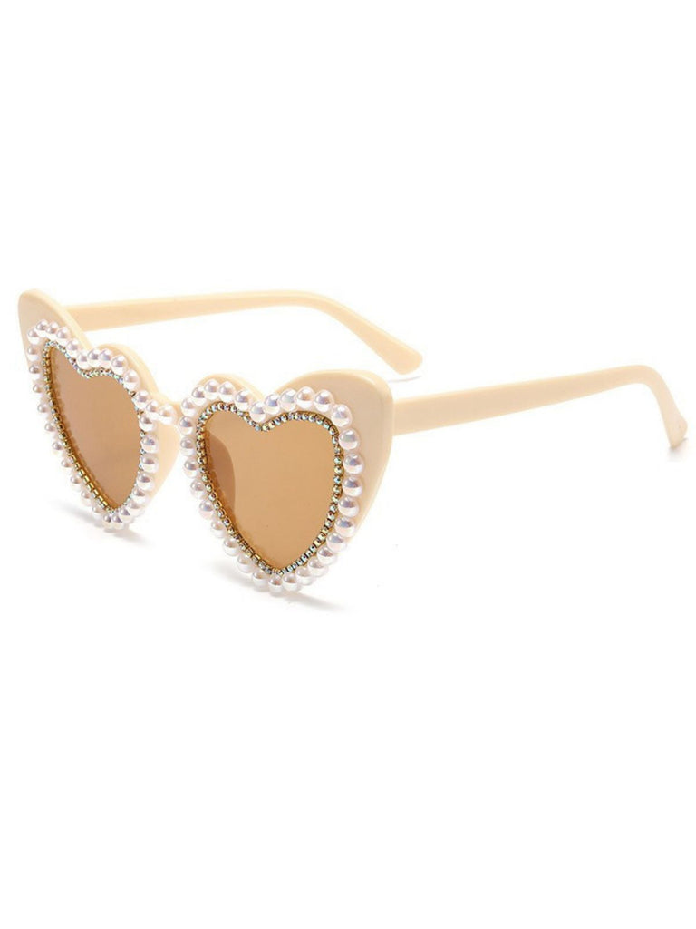 Vintage Rhinestone Heart Frame Sunglasses