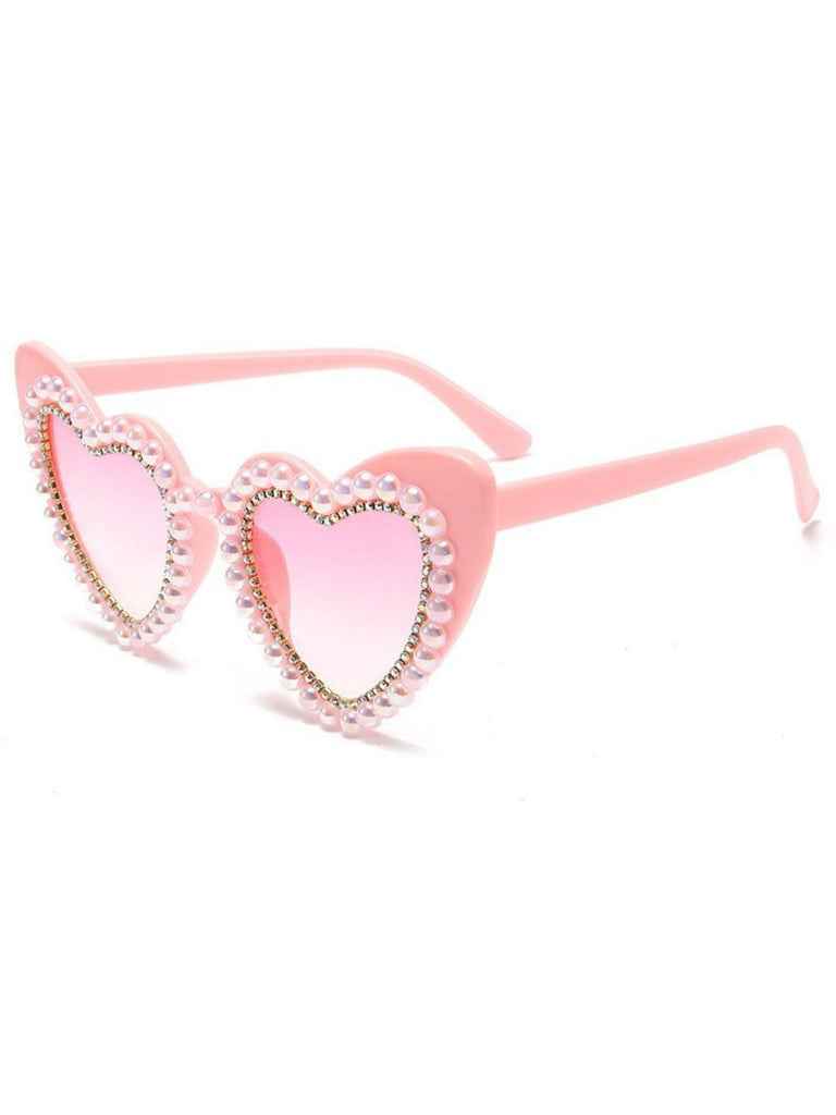 Vintage Rhinestone Heart Frame Sunglasses