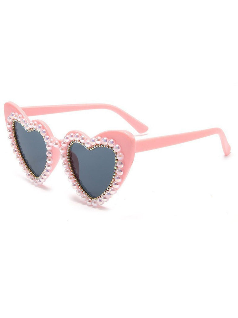 Vintage Rhinestone Heart Frame Sunglasses