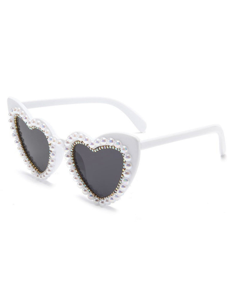 Vintage Rhinestone Heart Frame Sunglasses
