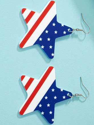 Independence Day Flag Stripe Stars Earrings