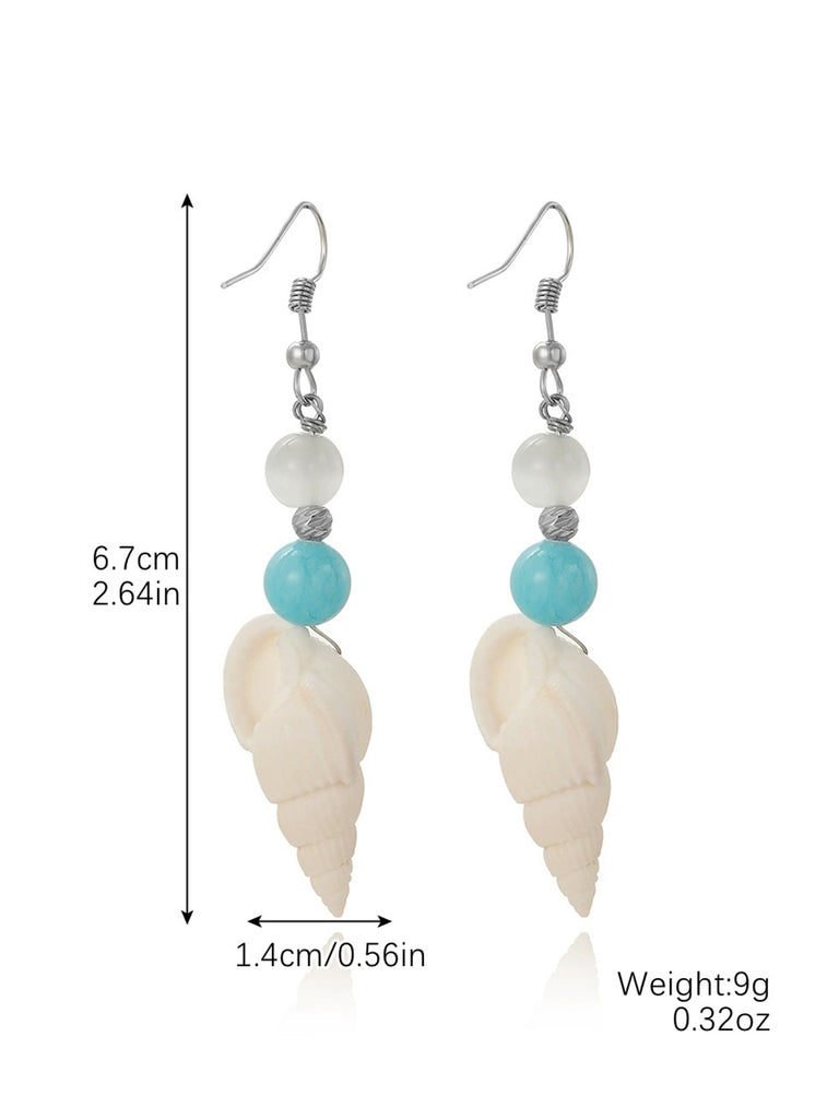 Pearl Mermaid Tail Seashell Dangle Earrings