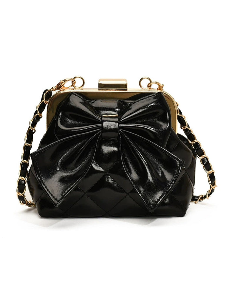 Vintage Bow Clip Chain Crossbody Bag