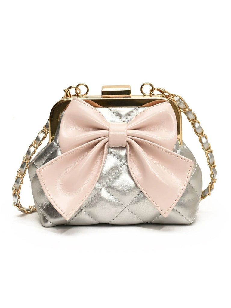 Vintage Bow Clip Chain Crossbody Bag