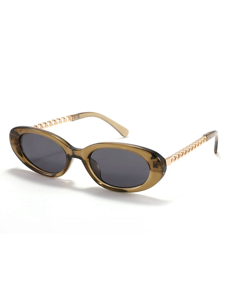 Vintage Chain Temple Oval Sunglasses