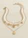 Starfish Seashell Pearl Layered Chain Necklace
