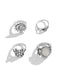 Silver Vintage Hippie Butterfly Floral Ring Set
