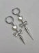 Silver Heart Asymmetrical Bow Drop Gothic Earrings