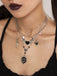 Black Gothic Heart Wings Star Dagger Pendant Necklace Set