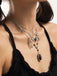 Black Gothic Heart Wings Star Dagger Pendant Necklace Set
