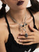 Black Gothic Heart Wings Star Dagger Pendant Necklace Set