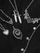 Black Gothic Heart Wings Star Dagger Pendant Necklace Set