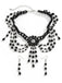 Black Gothic Beaded Crystal Pendant Necklace & Earring Set