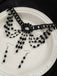 Black Gothic Beaded Crystal Pendant Necklace & Earring Set
