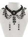 Black Gothic Beaded Crystal Pendant Necklace & Earring Set