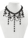 Black Gothic Artificial Crystal Tassels Pendant Necklace