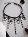 Black Gothic Artificial Crystal Tassels Pendant Necklace