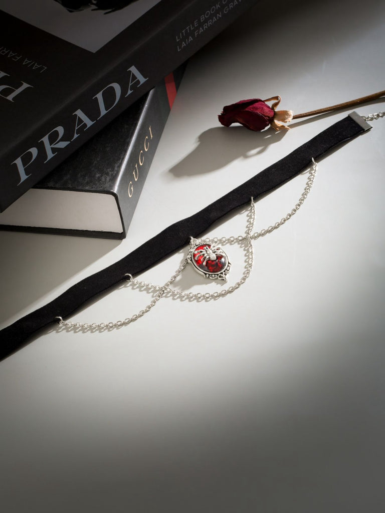 Gothic Spider Red Gemstone Pendant Chain Choker Necklace