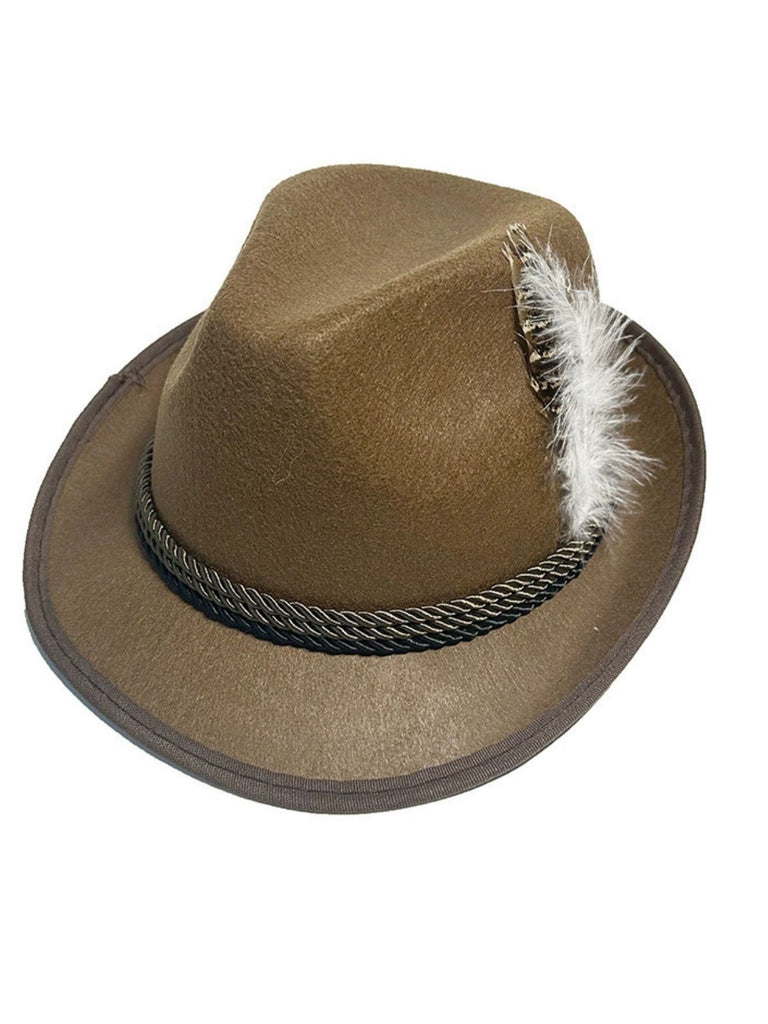 Vintage Bavarian Alpine Jazz Hat With Feather