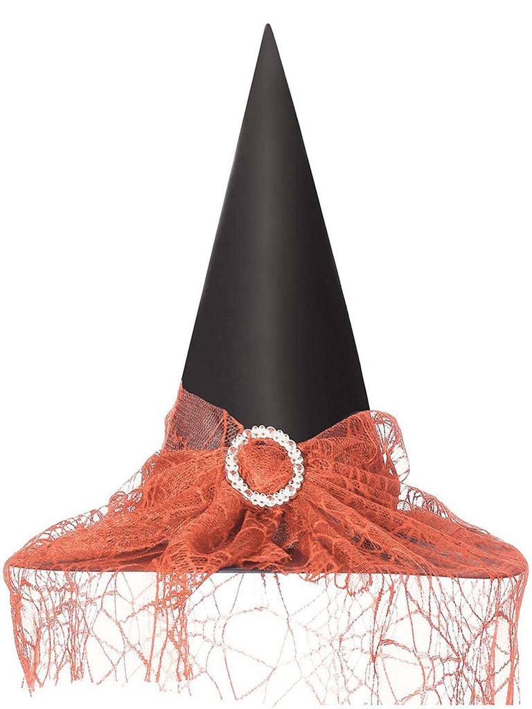 Halloween Mesh Patchwork Pointy Witch Hat