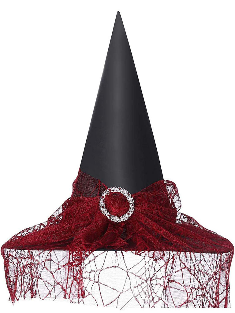 Halloween Mesh Patchwork Pointy Witch Hat