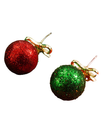 Christmas Ball Bow Sequined Stud Earrings